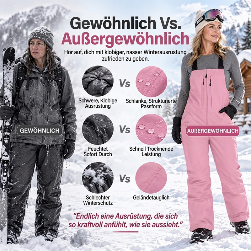 ❄️🎿 Wasser- & schneefeste Unisex-Skihose mit Hosenträgern | Kein nasser Po, kein Abrutschen – Warm & sicher auf der Piste ✨