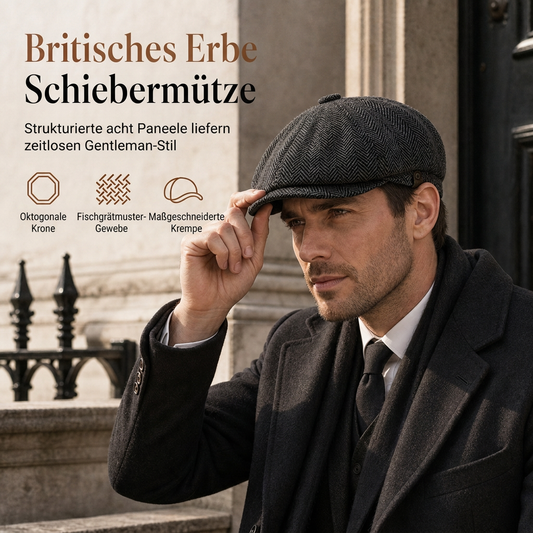 ✨Vintage British Stil Newsboy Kappe für Herren und Damen Klassisch Casual Flache Kappe Achteckige Baskenmütze