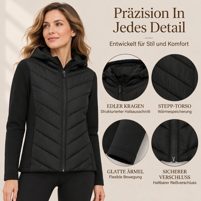 Damen Kapuze Patchwork gesteppte Wattierte Jacke