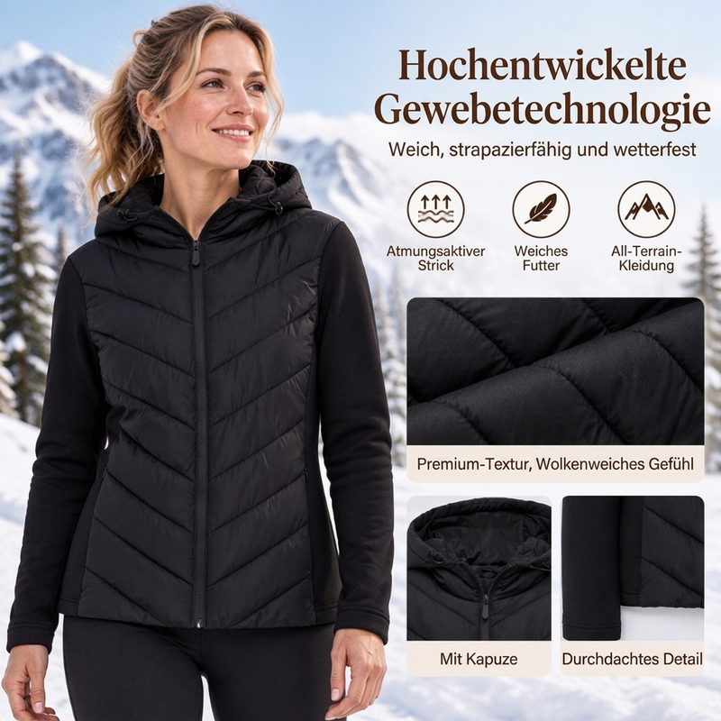 Damen Kapuze Patchwork gesteppte Wattierte Jacke