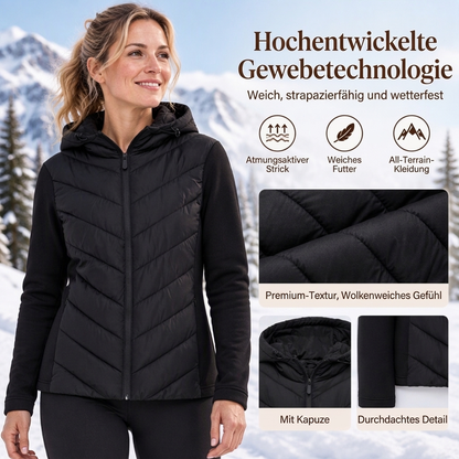 Damen Kapuze Patchwork gesteppte Wattierte Jacke