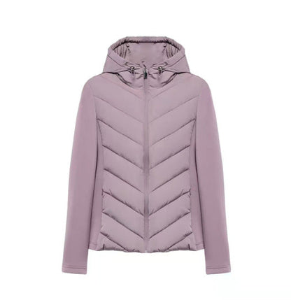 Damen Kapuze Patchwork gesteppte Wattierte Jacke