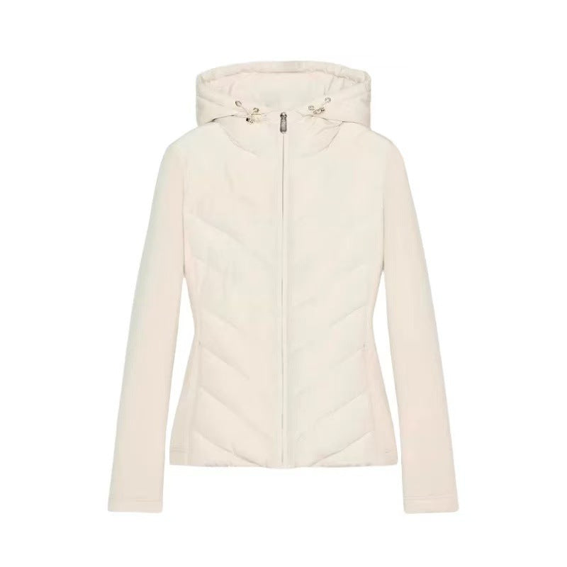 Damen Kapuze Patchwork gesteppte Wattierte Jacke