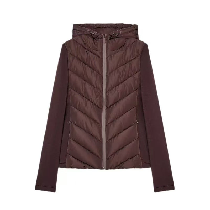 Damen Kapuze Patchwork gesteppte Wattierte Jacke