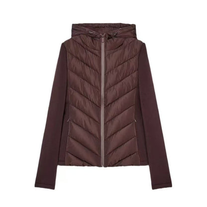 Damen Kapuze Patchwork gesteppte Wattierte Jacke