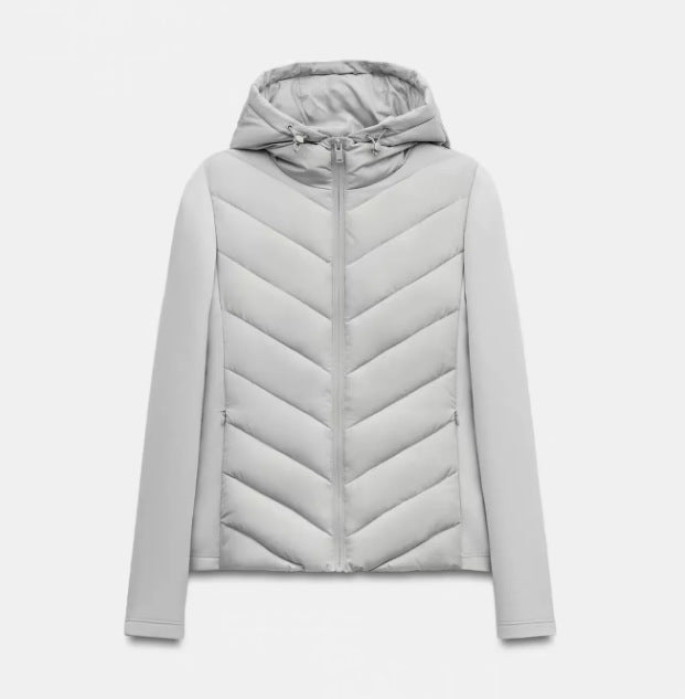 Damen Kapuze Patchwork gesteppte Wattierte Jacke