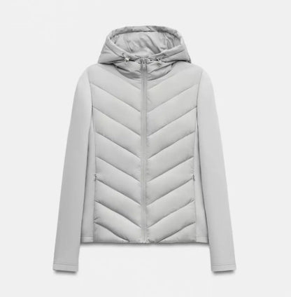 Damen Kapuze Patchwork gesteppte Wattierte Jacke