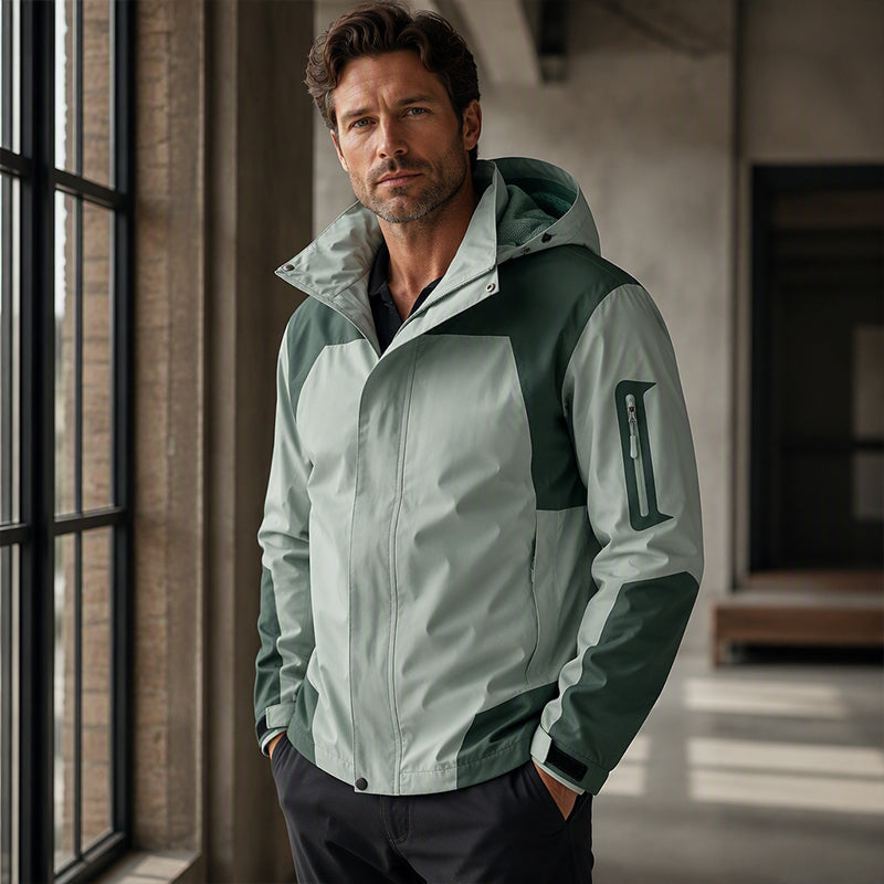⏰Beliebt und bald ausverkauft!⏰ Herren Farbblock-Winddichte Outdoor-Jacke