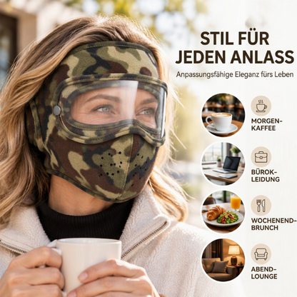 Winter Winddichte Warme Gesichtsmaske mit HD-Schutzbrille