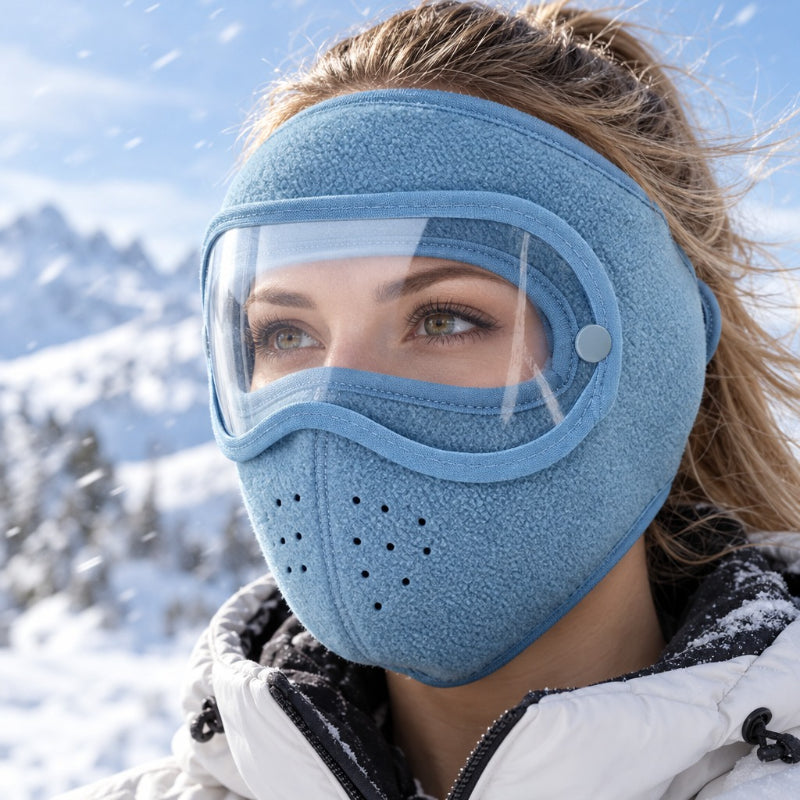 Winter Winddichte Warme Gesichtsmaske mit HD-Schutzbrille