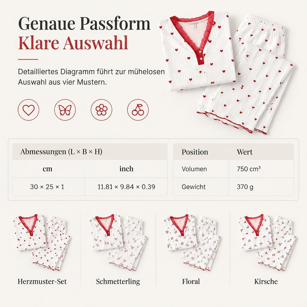 🌟 Bedrucktes Pyjama-Set für Damen, kurzärmliges Oberteil und lange Hose