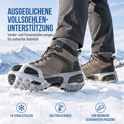 👟  Rutschfeste Schuhstollen, Grödel, Traktionsspitzen und Schuhüberzüge für Gehen im Schnee und Outdoor-Bergsteigen
