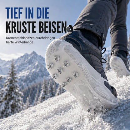 👟  Rutschfeste Schuhstollen, Grödel, Traktionsspitzen und Schuhüberzüge für Gehen im Schnee und Outdoor-Bergsteigen