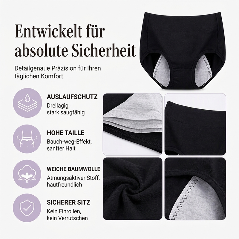 🩲 Damen Plus Size Menstruationsunterwäsche | Keine Seitenlecks, kein drückender Bund – Sicher, atmungsaktiv & bequem für die Periode ✨