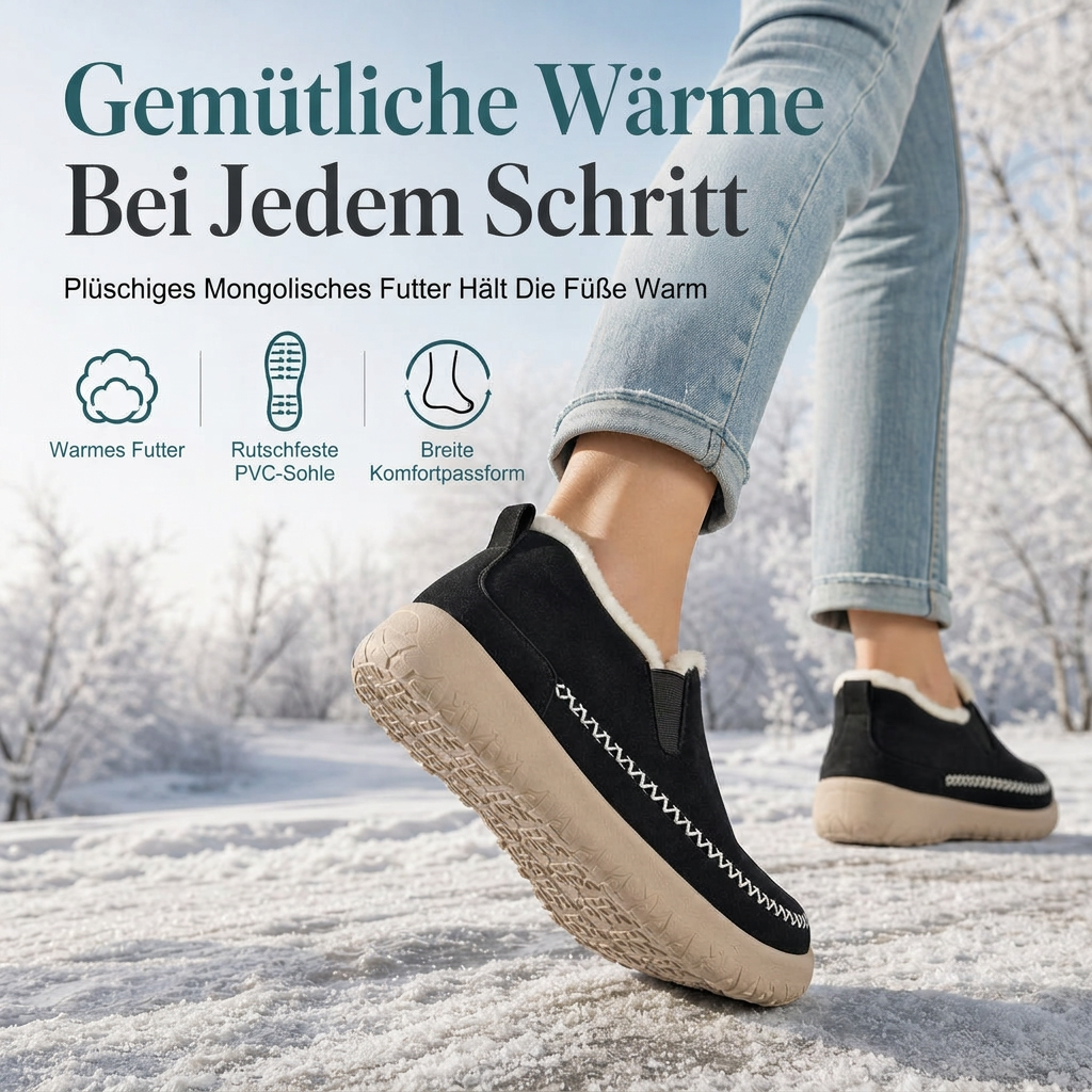 Damen Slip-On Winterstiefel aus Baumwolle – warm, bequem, rutschfest & weit geschnitten