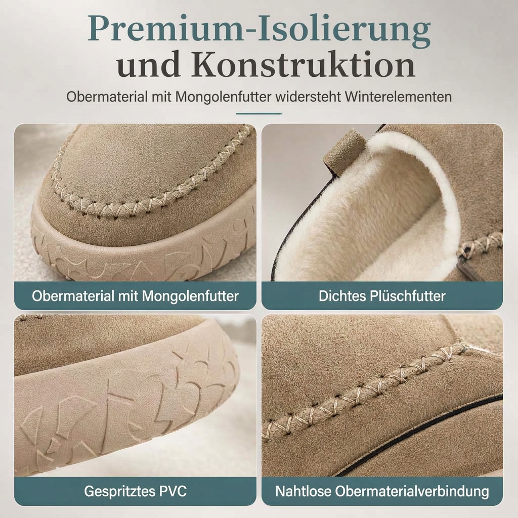 Damen Slip-On Winterstiefel aus Baumwolle – warm, bequem, rutschfest & weit geschnitten
