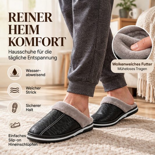 Wasserdichte Winter-Hausschuhe für Herren mit Plüschfutter