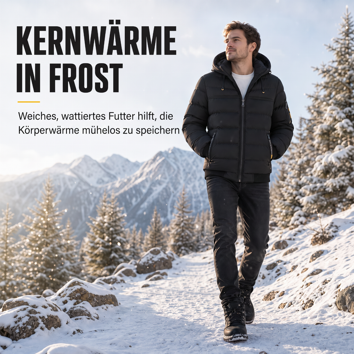 🥳 Lässige, warme, isolierte Winterjacke für Herren, kurz und wattiert