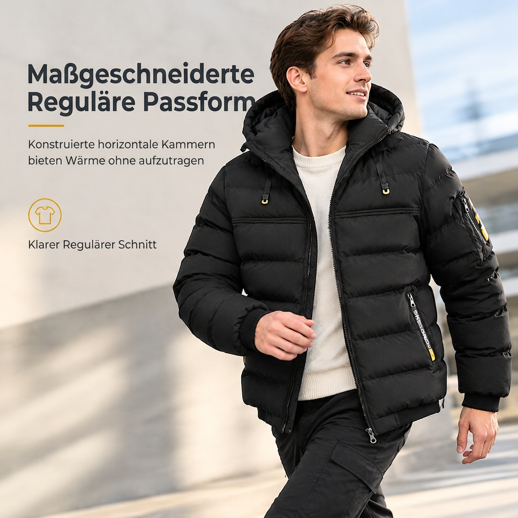 🥳 Lässige, warme, isolierte Winterjacke für Herren, kurz und wattiert