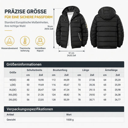🥳 Lässige, warme, isolierte Winterjacke für Herren, kurz und wattiert