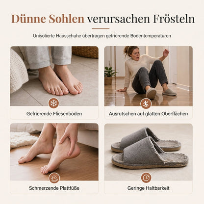 🥳 Warme, verdickte Hausschuhe für Damen mit rutschfester Sohle und Spitzenbesatz für den Innenbereich