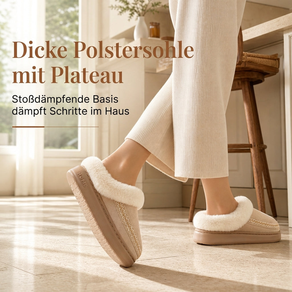 🥳 Warme, verdickte Hausschuhe für Damen mit rutschfester Sohle und Spitzenbesatz für den Innenbereich