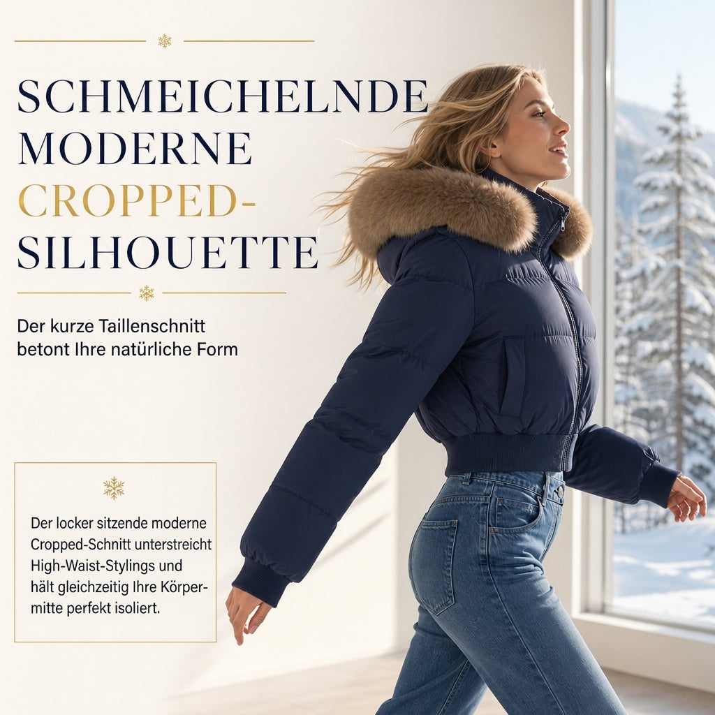 🥳 Kurze gepolsterte Winterkapuzenjacke für Damen mit Pelzkragen