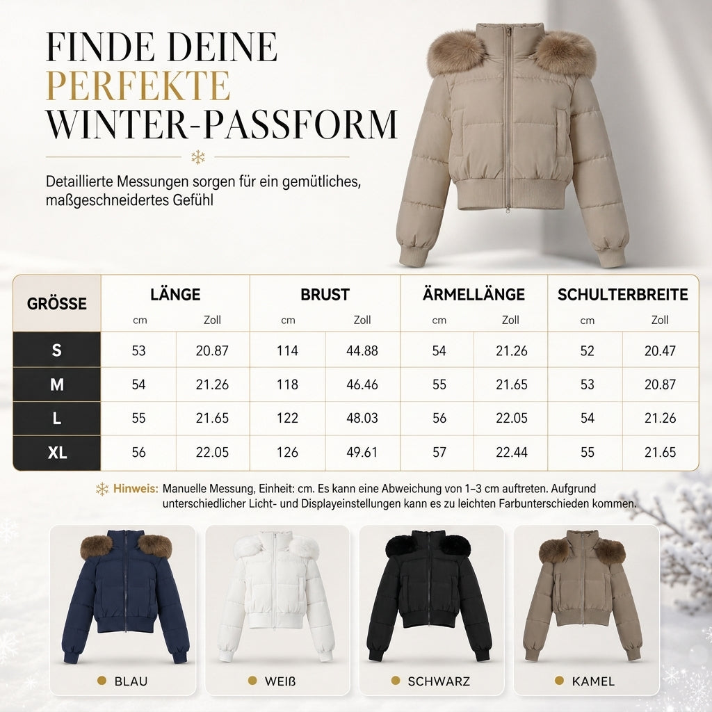 🥳 Kurze gepolsterte Winterkapuzenjacke für Damen mit Pelzkragen
