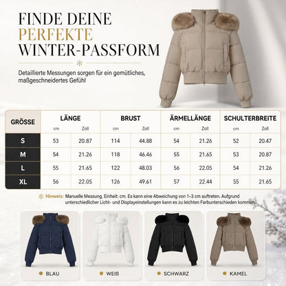 🥳 Kurze gepolsterte Winterkapuzenjacke für Damen mit Pelzkragen