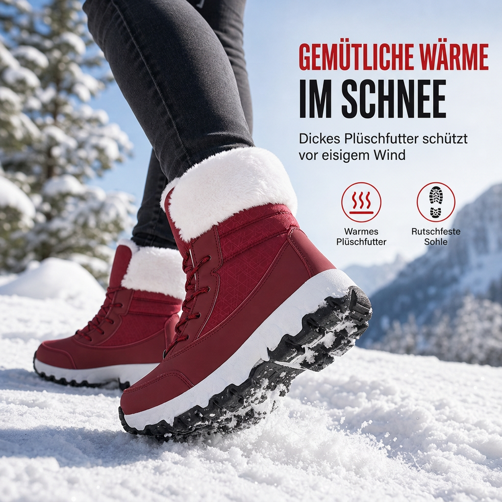 Damen Winter-Schneestiefel, verdickte Mittelschaft-Stiefel für Outdoor-Reisen, in Übergröße
