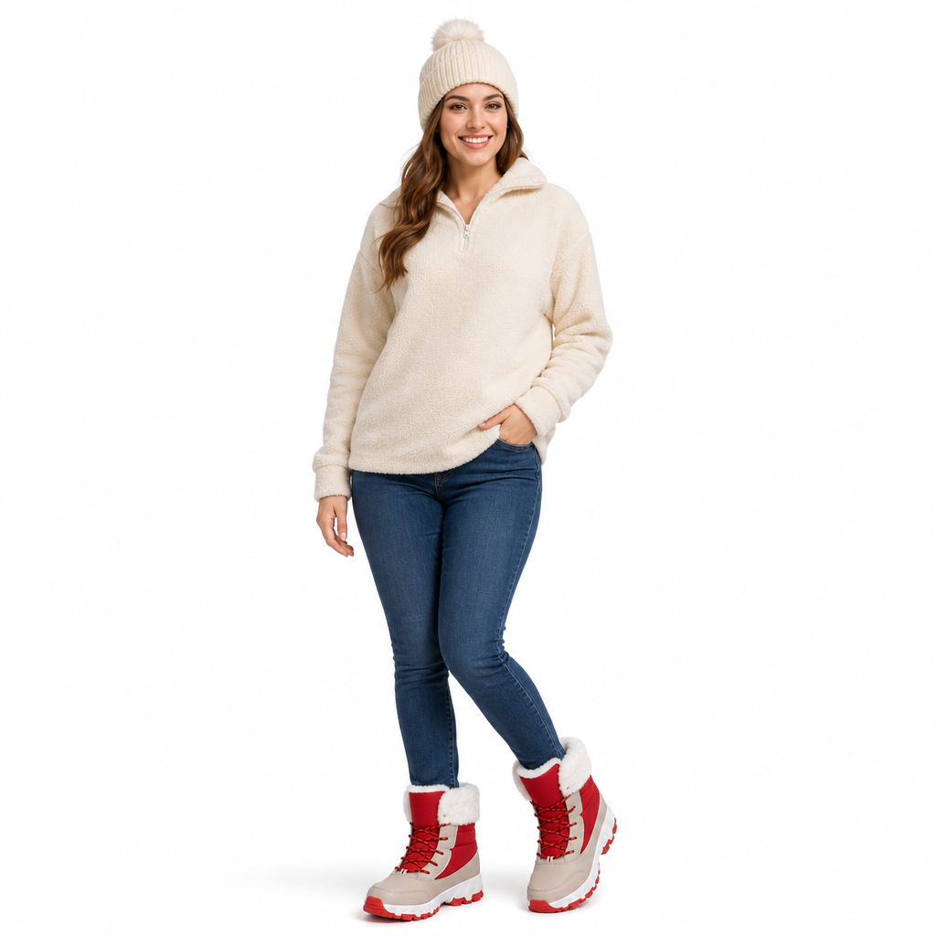 Damen Winter-Schneestiefel, verdickte Mittelschaft-Stiefel für Outdoor-Reisen, in Übergröße