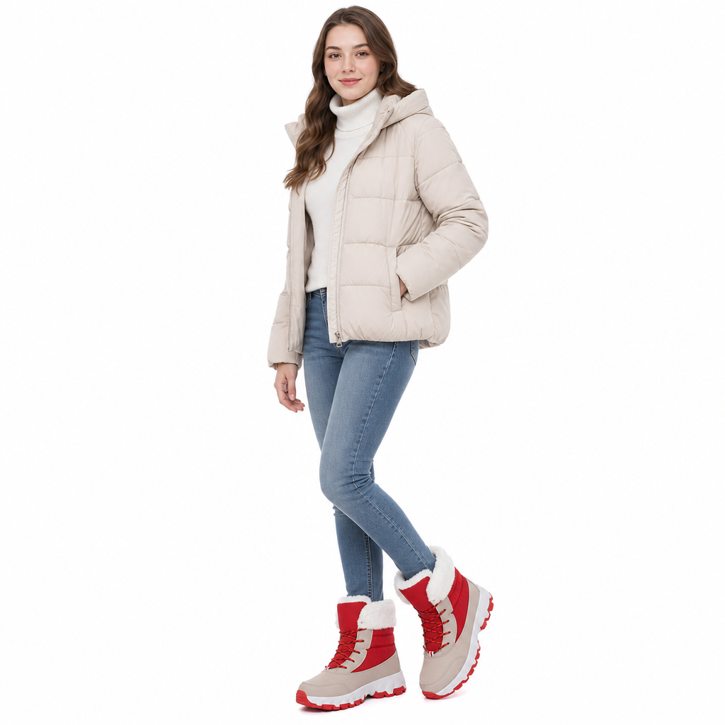 Damen Winter-Schneestiefel, verdickte Mittelschaft-Stiefel für Outdoor-Reisen, in Übergröße