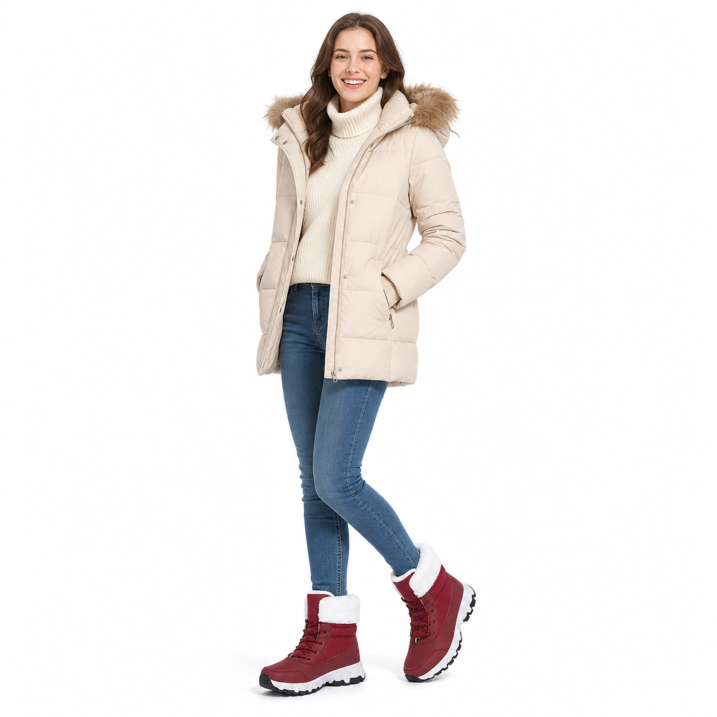Damen Winter-Schneestiefel, verdickte Mittelschaft-Stiefel für Outdoor-Reisen, in Übergröße