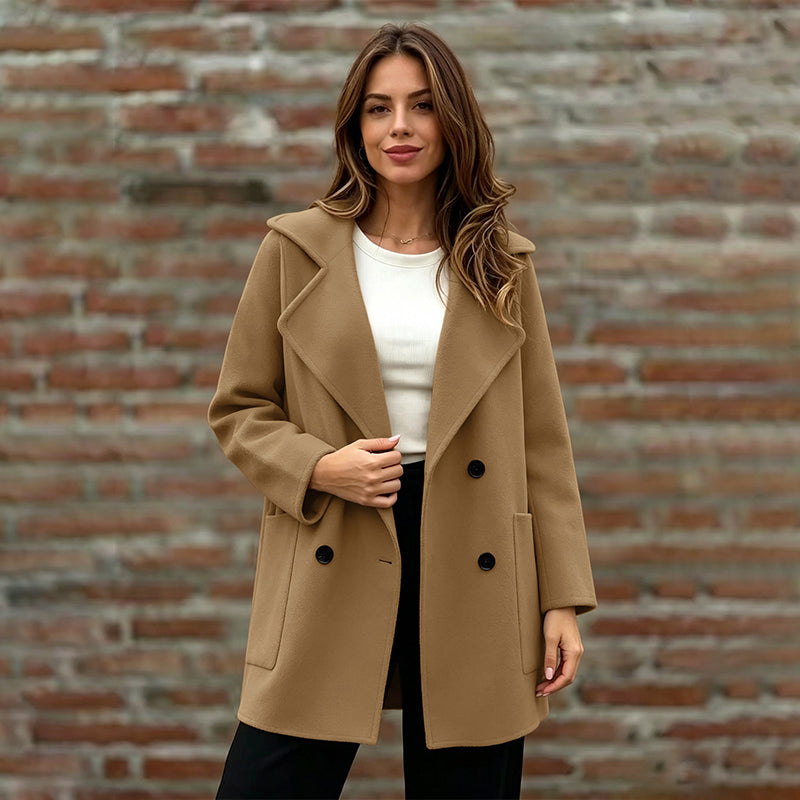 Damen-Doppelreiher Overcoat mit Reverskragen