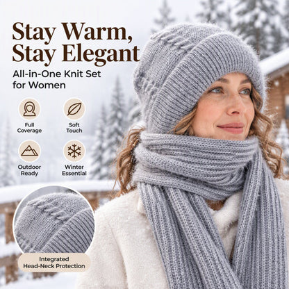 🔥Cleveres All-in-One-Set aus Strickmütze und Schal 🤍❄️ Weicher Zopfstrick, hält Kopf und Hals schön warm, ohne auftragende Schichten🧣