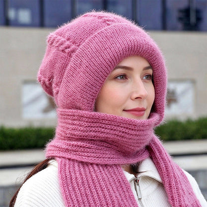 🔥Cleveres All-in-One-Set aus Strickmütze und Schal 🤍❄️ Weicher Zopfstrick, hält Kopf und Hals schön warm, ohne auftragende Schichten🧣
