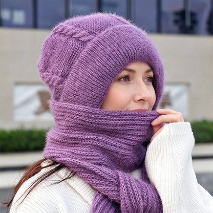 🔥Cleveres All-in-One-Set aus Strickmütze und Schal 🤍❄️ Weicher Zopfstrick, hält Kopf und Hals schön warm, ohne auftragende Schichten🧣