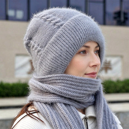 🔥Cleveres All-in-One-Set aus Strickmütze und Schal 🤍❄️ Weicher Zopfstrick, hält Kopf und Hals schön warm, ohne auftragende Schichten🧣