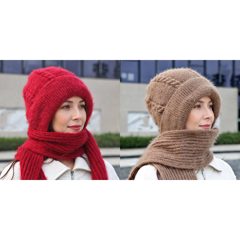 🔥Cleveres All-in-One-Set aus Strickmütze und Schal 🤍❄️ Weicher Zopfstrick, hält Kopf und Hals schön warm, ohne auftragende Schichten🧣