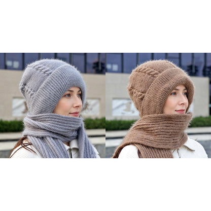 🔥Cleveres All-in-One-Set aus Strickmütze und Schal 🤍❄️ Weicher Zopfstrick, hält Kopf und Hals schön warm, ohne auftragende Schichten🧣