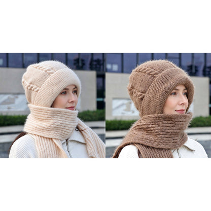 🔥Cleveres All-in-One-Set aus Strickmütze und Schal 🤍❄️ Weicher Zopfstrick, hält Kopf und Hals schön warm, ohne auftragende Schichten🧣