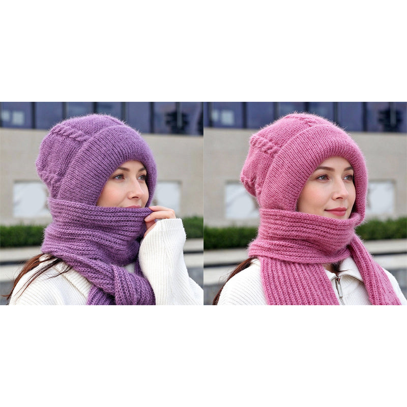 🔥Cleveres All-in-One-Set aus Strickmütze und Schal 🤍❄️ Weicher Zopfstrick, hält Kopf und Hals schön warm, ohne auftragende Schichten🧣